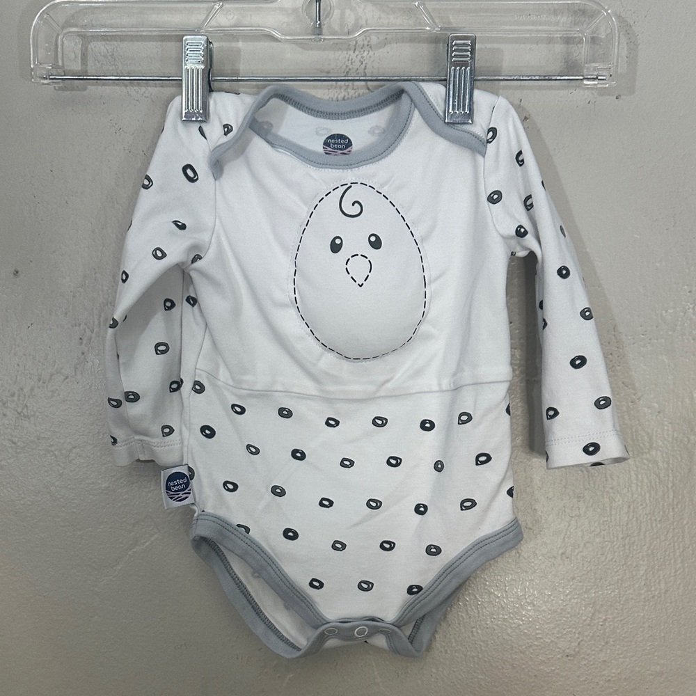 Nested Bean White Bodysuit with Gray Trim
